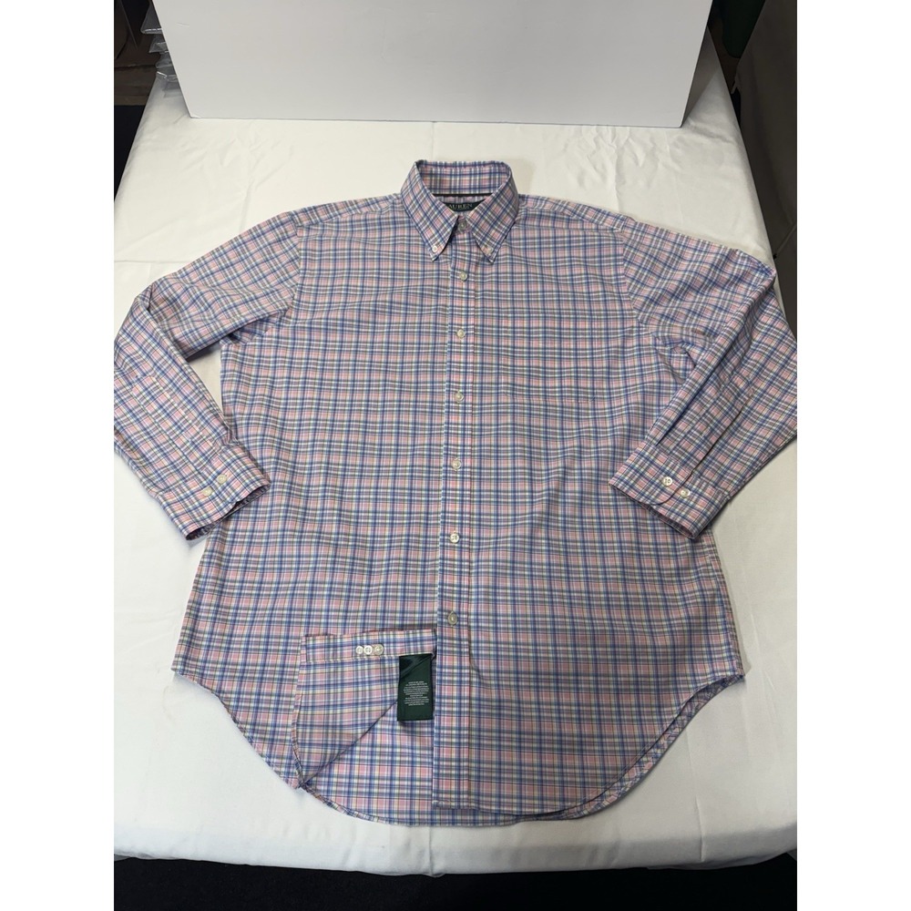Lauren Ralph Lauren Men's Dress Shirt Size 16 32/33 Pink Blue Yellow Plaid